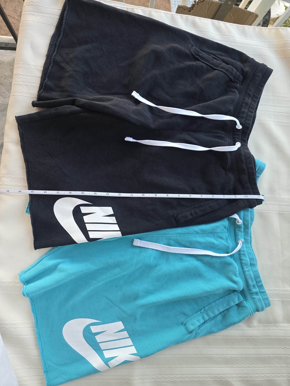 Nike French Terry Drawstring Athletic Shorts - Black & Teal Bundle Of 2